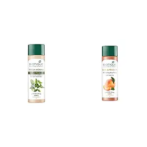 Biotique Henna Leaf Fresh Texture Shampoo and Conditioner, 190ml And Biotique Bio Apricot Refreshing Body Wash, 190ml