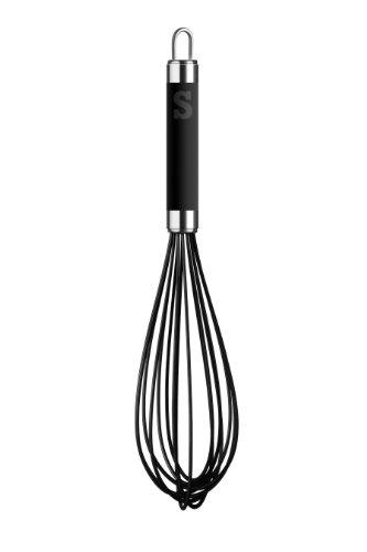 Sorted Stainless Steel Whisk with Black Soft Grip Handle - Silver