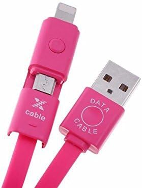 Lightning USB Cable,MASUMARK 2in1 Rotation 360 Degree Dual Port Charger Micro Charging for iPhone 6 6s Plus 5 5s 5c,iPod,iPad Air,Mini,Sumsung,HTC,Motorola,Other Android Phones Tablet 3FT - Pink