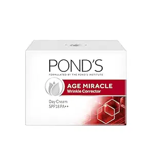 PONDS Age Miracle Day Cream 50 g, SPF 18 PA++, Anti Aging Light Face Moisturizer to Reduce Lines & Wrinkles - With Retinol-C, Vitamin E & Niacinamide