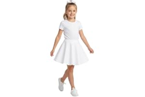 LUXFAB Girls Skater Skirt High Waisted Flared Tutu Style | Stretch Polyester Mini Skirt | Elastic Waistband | School Uniform & Party Wear | Ages 5-14