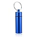 Produktbild Sairis Mini Tragbare Wasserdichte Pille Form Aluminiumlegierung Pille Box Fall Flasche Cache Arzneimittelhalter Container Mit Schlüsselbund (blau)