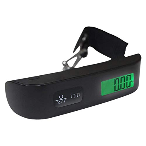 Preisvergleich Produktbild Zihuist Kofferwaage Gepäckwaage Hängewaage LCD-Anzeige mit Hintergrundbeleuchtung und Tara-Funktion 110lb / 50 kg Kapazität Schwarz