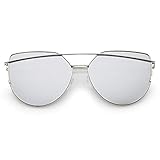 Sheomy unisex UV protected cat eye stylish silver mercury sunglasses for men wom... Sheomy unisex UV protected cat eye stylish silver mercury sunglasses for men wom...
