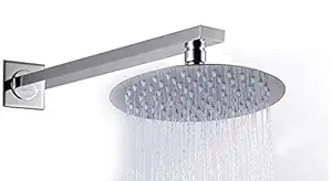 ZAP Hexa Ultra Square High Grade 304 Stainless Steel 8 Inch Circular Shower Over Head Showers (8 in Circular, 18 in Square Arm)