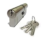 Plata Acabado Niquelado Alta Seguridad Euro Cerradura Cilindro - Tamaño: 40/45 - Acabado Niquelado - 3X Llaves - Anti Escoge, Anti Taladro, Anti Golpe , contra Presión - para PVC / Upvc Puertas, Patio Puertas Etc.