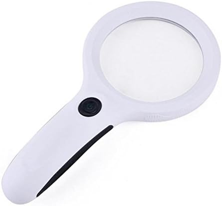 Hmhope Magnifying Glass with LED Light Inspection of Banknotes Handheld Non-Slip Handle Acrylic Lenses 2.5X/8X 90mm/22mm for Reading Watch Repair