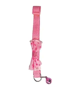 Jainsons Pet Products Adjustable Bow Collar with Bell for Puppies, Dogs and Cats (Pink)