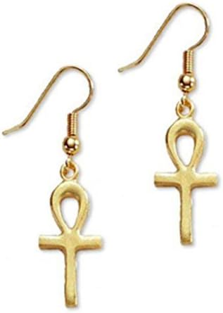 'Egyptian Goddess' Tiny Ankh Earrings, Charm 1" Drop 1.25" Museum Replicas Handcrafted In USA