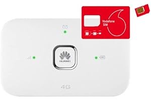 THETECHNOLOGYDOCTORS Huawei E5576 White 4G Cat4 LTE Single Band Mobile WiFi with Vodafone Data SIM Card Bundle