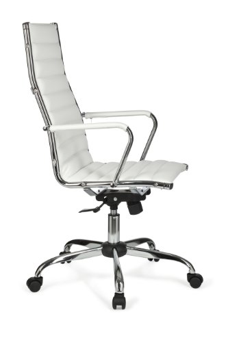 AMSTYLE Bürostuhl GENF 1 Bezug Kunstleder Weiß Design Schreibtischstuhl XXL 110kg Chefsessel höhenverstellbar Drehstuhl ergonomisch mit Armlehnen Rücken-Lehne Wippfunktion verstellbar Schalensitz hoch - 