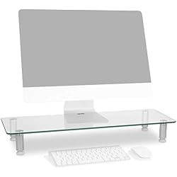 Duronic DM052-3 Réhausseur d'écran/Support en Verre pour écran d'ordinateur ou Ordinateur Portable ou écran TV (70 x 24 cm)