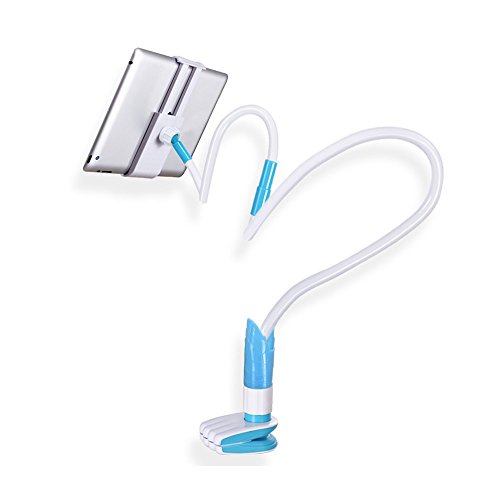 Delmkin Tablet Halterung verstellbar Desktop-Ständer Universal Handy / iPad Schwanenhals Halter 360 ° Drehen Tablet Ständer (Blau)