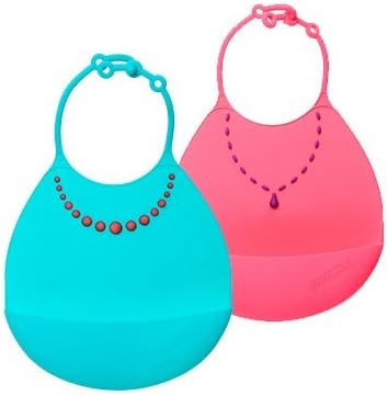 Weaning Bib Pack with Food Catcher -Catch All! Waterproof, Washable Soft Silicone Perfect for Feeding Babies and Toddlers. Easy Wipe Clean, Dishwasher Safe, Soft, Easy roll and Light for Travel.