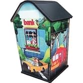 Wooden House Piggy Bank Car Themed