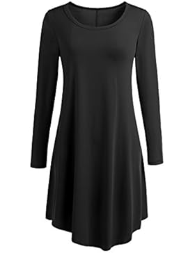 Bbonlinedress Damen locker und komfortabel Langarm Casual lose T-Shirt Kleid