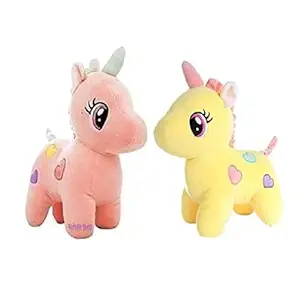 Future shop Soft Toys Combo of Pink Unicorn & Yellow Unicorn Stuffed Plush Lovable Huggable Toy for Kids & Children Playing Birthday Gift Present (Pack of 2 , Multicolor) Design -5
