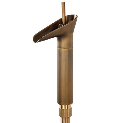 Hiendure® Einhebel- Mischbatterie Wasserhahn Armatur Waschtischarmatur Wasserfall Einhandmischer für Bad Waschbecken (hoch) - 5