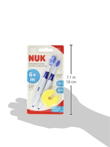 NUK Zahnpflege-Lernset, 2-teilig, Putzlernstift und Putztrainer inklusive Schutzring, optimale Vorbereitung aufs Zähneputzen, BPA-frei, 1 Set - 3