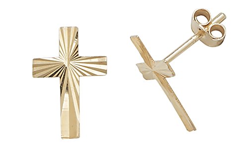 Pendientes de Broche de Presión Mujer Cruz Oro Amarillo 9k (375) - 11mm*7mm