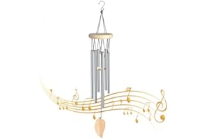 Ehuihuan Scacciapensieri argentati, 28 cm, scacciapensieri per esterni e interni, in lega di alluminio e legno di pino con design lunare, scacciapensibili da giardino, terrazza, balcone, calmante