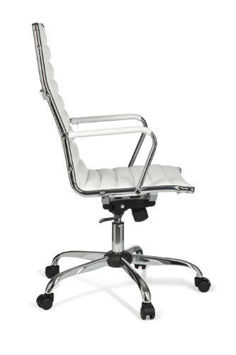 AMSTYLE Bürostuhl GENF 1 Bezug Kunstleder Weiß Design Schreibtischstuhl XXL 110kg Chefsessel höhenverstellbar Drehstuhl ergonomisch mit Armlehnen Rücken-Lehne Wippfunktion verstellbar Schalensitz hoch - 