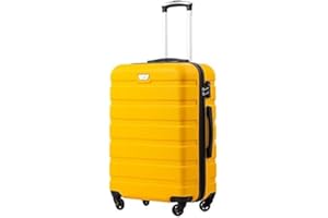 COOLIFE Valigie Valigia Trolley rigido ultraleggero e capiente,Chiusura a combinazione laterale con TSA, 4 ruote per facilitare il trasporto (Giallo, 56cm)