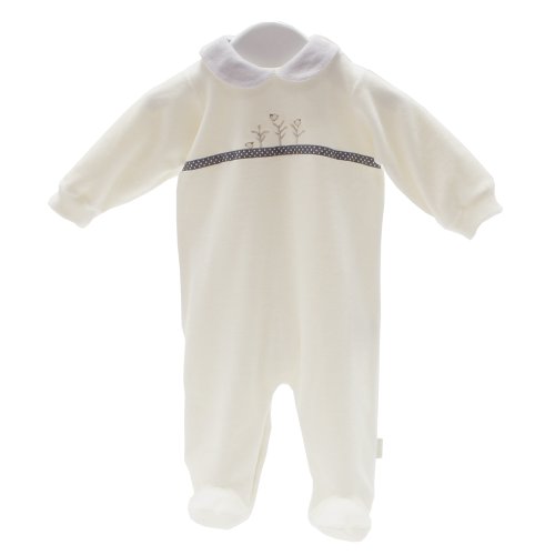 Cambrass Unisex Baby All-in-One Scenes of Nature Appliqued Velvet Playsuit Beige 12 - 18 Months