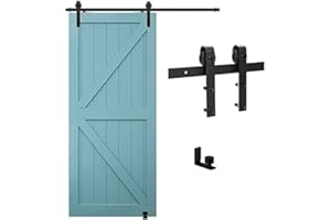 TSMST 6FT/183 cm Rail pour porte-coulissante Kit, noir et rustique porte-coulissante Kit Accessoires avec rail à sol réglable coulissante pour porte simple coulissante
