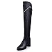 Produktbild Sonnena Spitz Toe Hohe Schlauchstiefel Samt Starke Ferse Boots Overknee Kurzestiefel Damen Plattform Langschaftstiefel mit Absatz Winter High Heels Shoes 7cm Schwarz 35-40