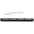 SCHOFIC Space Saver Network CAT-6 Loaded Half-U Shielded 24-Port Patch Panel 19" Rack Mount