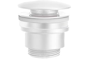 MICE COLLECTION Valvula de Click Clack apta para lavabos y bides de laton VCC007-BL Desagüe Lavabo Fácil instalación tapones de Desagüe Lavabo, Universal con o sin Rebosadero, Pop-Up color blanco mate