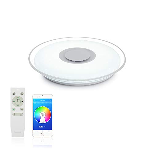 FIREBIRD LED Plafonniers Avec Haut-parleur Bluetooth, 36W 450mm 3000lm,APP Smartphone et Télécommande,La Luminosité et Les Couleurs Ajustent,Mode RGB (HY-36W Ronde)