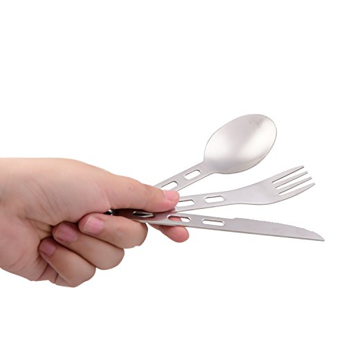 OUTDOOR FREAKZ Deluxe Outdoor Reisebesteck und Campingbesteck aus Edelstahl mit Neoprenhülle - 6