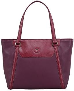 Ilex London Aubergine 7159 Women's Faux Leather Tote Bag for Work | Business (Wine)