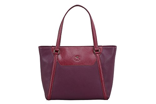 Ilex London Aubergine 7159 Women's Faux Leather Tote Bag for Work | Business (Wine)