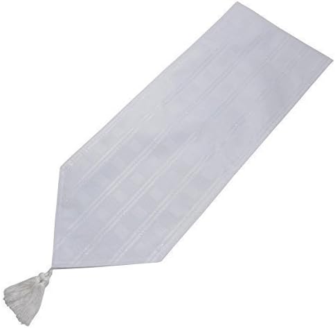 LUXURIOUS MODERN CHRISTMAS WOVEN JACQUARD CHECK WHITE TABLE RUNNER 13" X 70" - 33 X 178CM