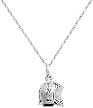 Lolita Bling 1805500a 3D Unisex Pendant Fire-Fighter Helmet Necklace 925 Sterling Silver