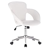 WOLTU BS18ws Chaise de Bureau pivotant en Cuir Artificiel siège,Tabouret de Bureau Hauteur réglable Ergonomique,Blanc