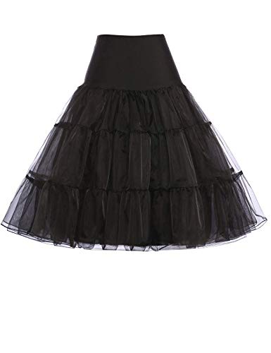 GRACE KARIN Jupon années 50 Vintage en Tulle Rockabilly Petticoat Grande Taille Noir 4X CL8922-1