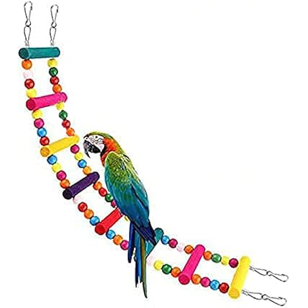 thumbnail image 2 of Natural Wood Bird Ladder Toy - Hanging Swing For Small Parrots & Pet Birds 2 of 13