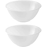 ANGIX Set of 2 Plastic Mixing Bowls 20cm (2000ml) Microwave & Dishwasher Safe, Transparent Nesting Bowl Set for Baking, Prep,