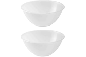 ANGIX Set of 2 Plastic Mixing Bowls 20cm (2000ml) Microwave & Dishwasher Safe, Transparent Nesting Bowl Set for Baking, Prep, Mixing & Serving Salad, Fruit & Vegetables