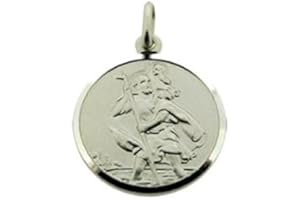 CHRISTOPHER JAMES OF LONDON CJoL - Solid 925 Sterling Silver Boys 14mm Round St Christopher Pendant With Optional Chain In Gift Box