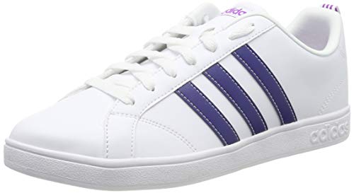adidas Women's Vs Advantage Tennis Shoes, FTWR White/Mystery Ink F17/Shock Purple, 9 UK