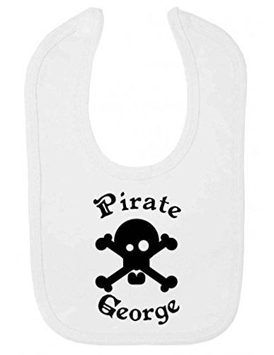 Personalised Pirate Name Skull And Crossbones Customise With Name Velcro Fastening Baby Bib