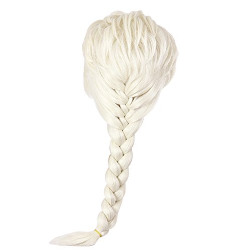 SODIAL(R) Beautiful Frozen Princess Elsa Snow Queen Adult Wig light gold Braid Dressing Up