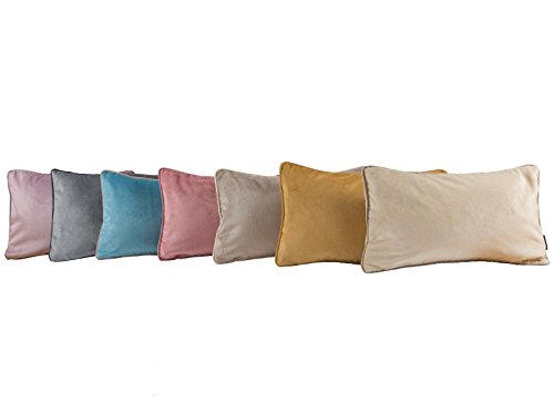 McAlister Textiles Luxury simple Matt Samt Kissen mit Ente Feder Füllmaterial, 40cm x 40cm, Beige - 6