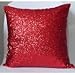 Produktbild GONO Zierkissenschutzbezüge Zierbezüge Solid Color Glitter Pailletten Dekokissen Fall Kissenbezug Kopfkissenbezug 40cm*40cm Rot