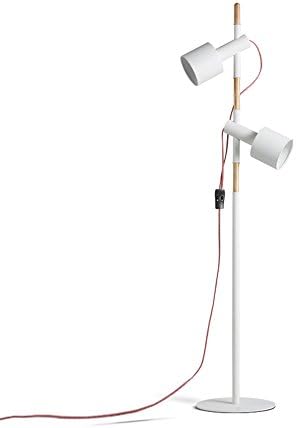 ZHDC® Wooden floor lamp, Modern simplicity living room bedroom Standing lights sofa E27 * 1 Can be dimmed Wire switch white High 1450mm floor lamp